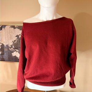 Edikted Burgundy Off Shoulder Oversized Sweater NWT Size M